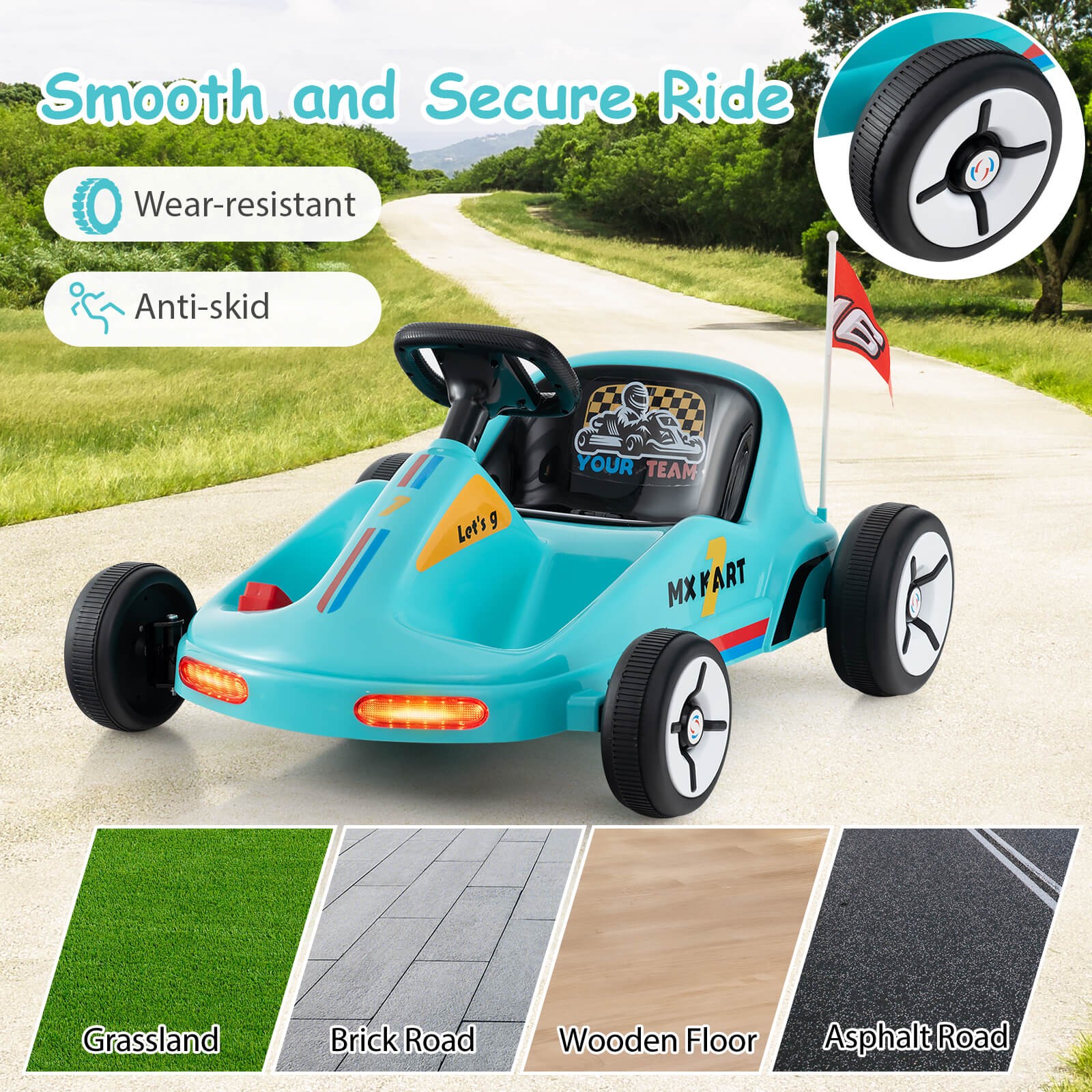 12V Kids Electric Go Kart 7AH Battery Powered Ride on Race Toy w/ Remote Control