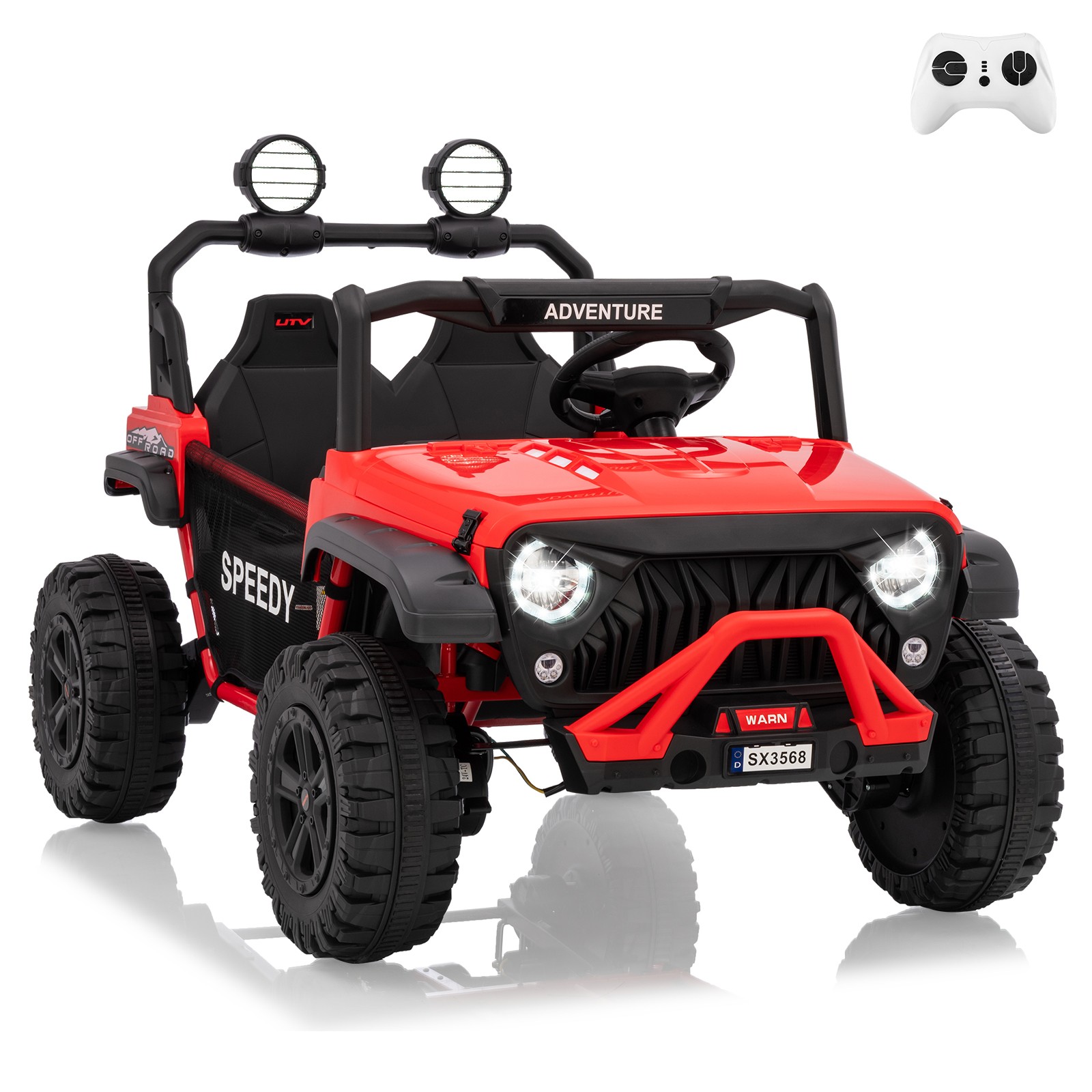 24V 2Seater 4WD Kids Ride On Truck Remote Suspension LED Dual Storage Music