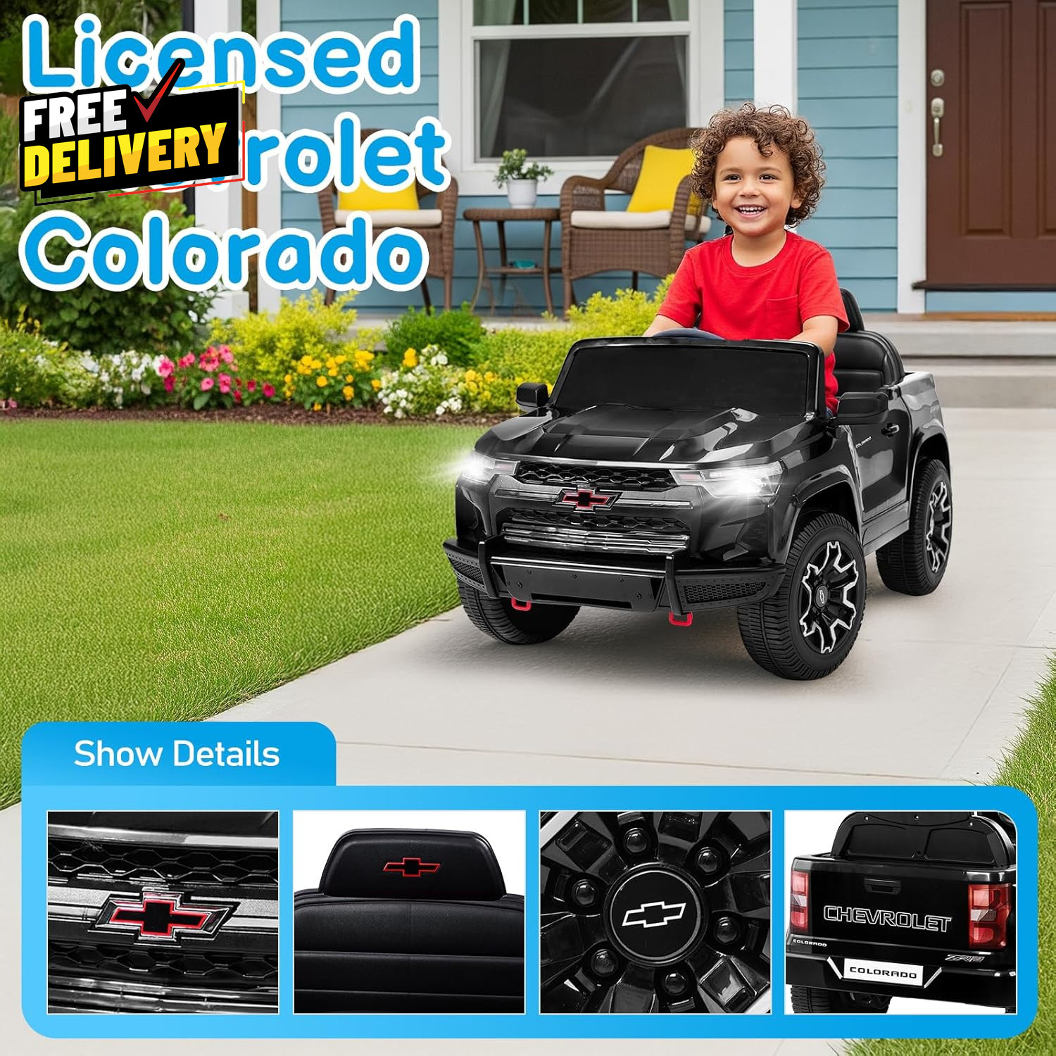 Licensed Chevrolet Colorado 12V Electric Ride-On Car for Kids w Remote Control