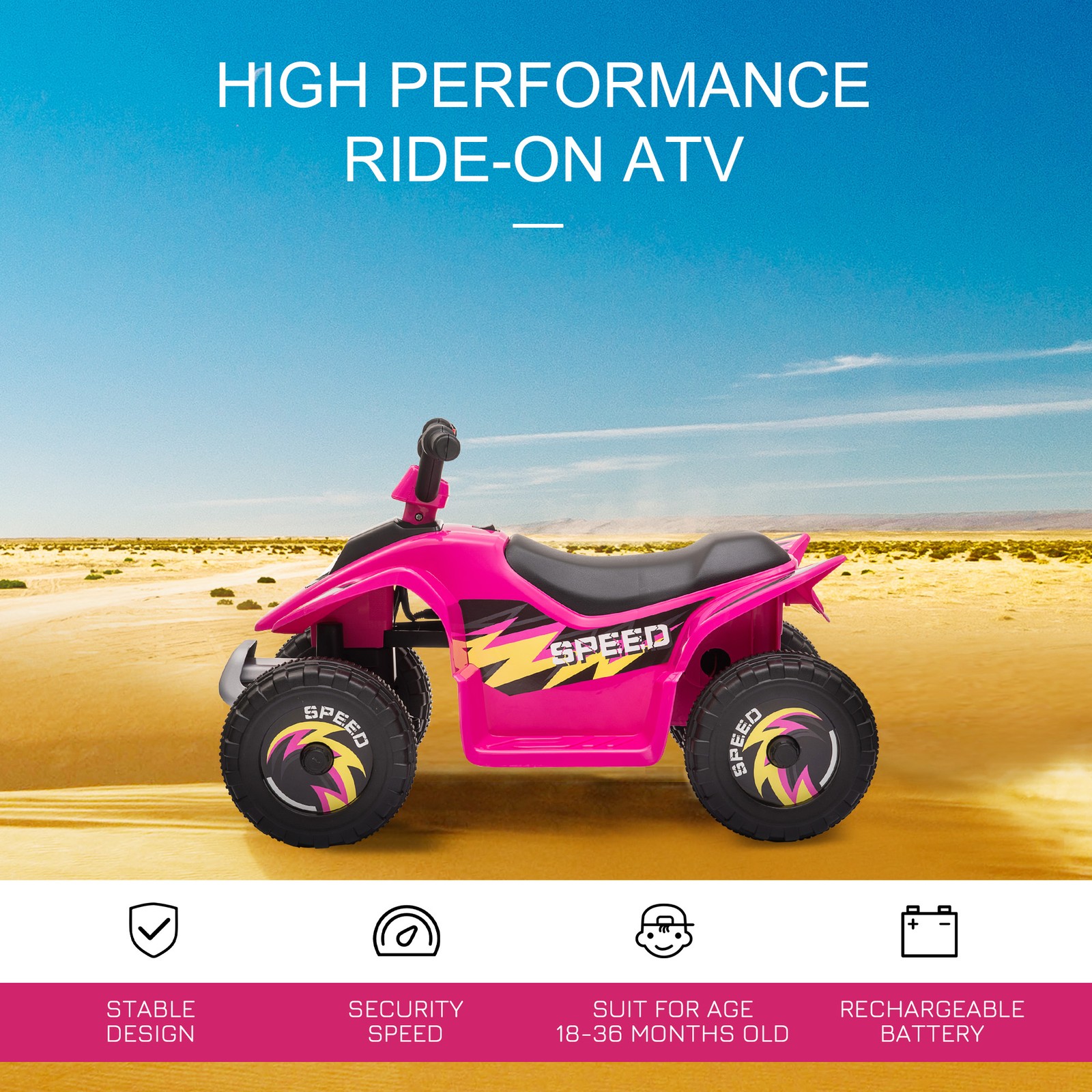 6V Kids Electric Ride on Car with Big Wheels 18-36 Months Old Pink