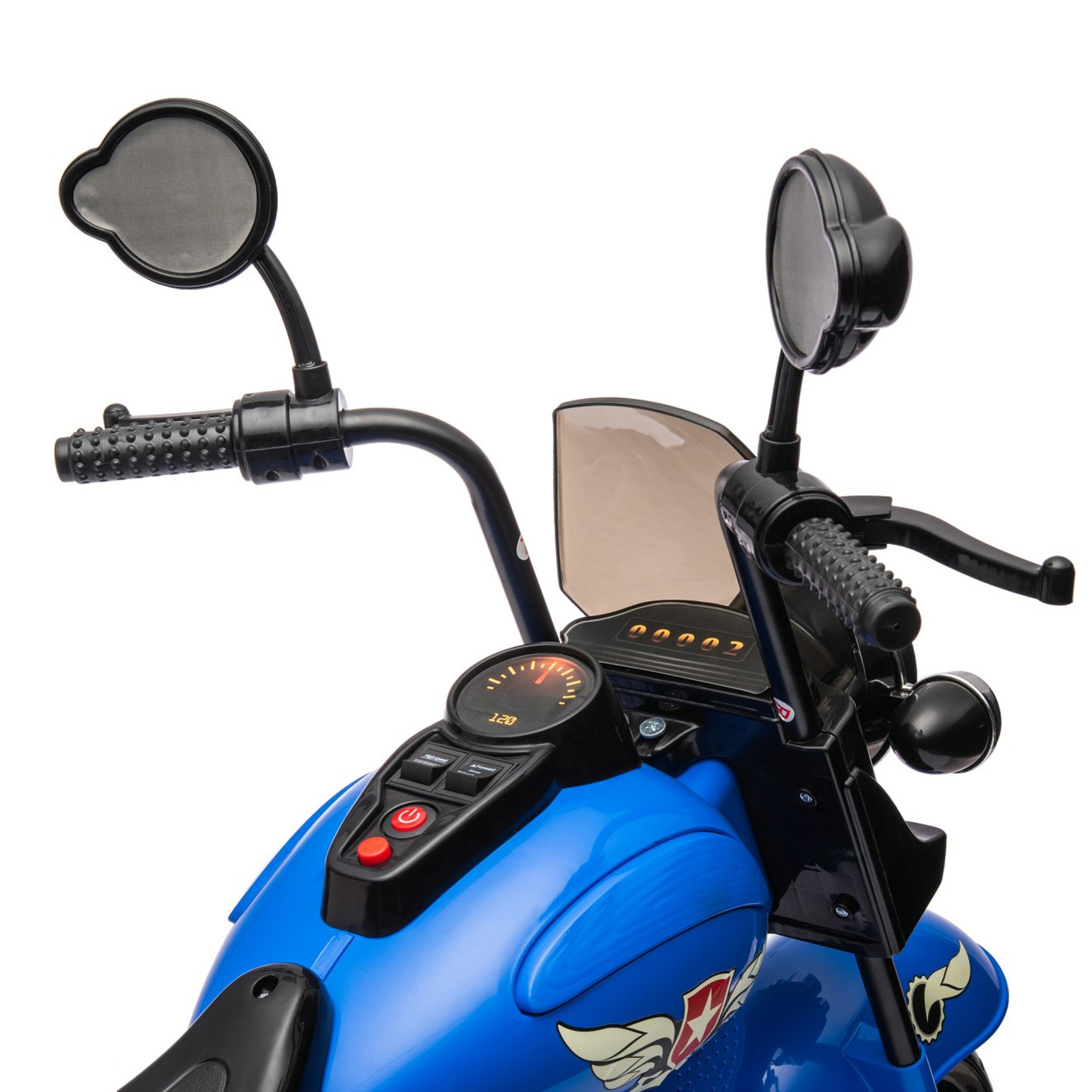 12V Freddo Kids Cruiser Ride On Motorcycle Electric Chopper Toy Trike Blue Car