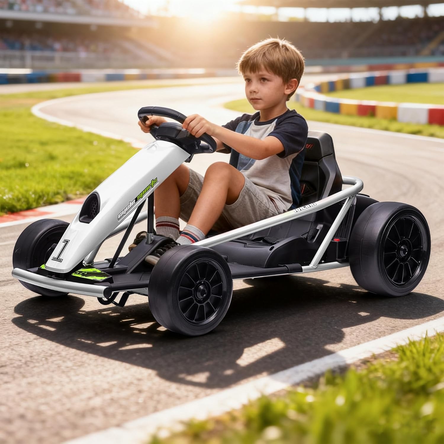 Electric Go Kart for Kids 24V Battery Dual Motors High Speed Outdoor Ride On Toy