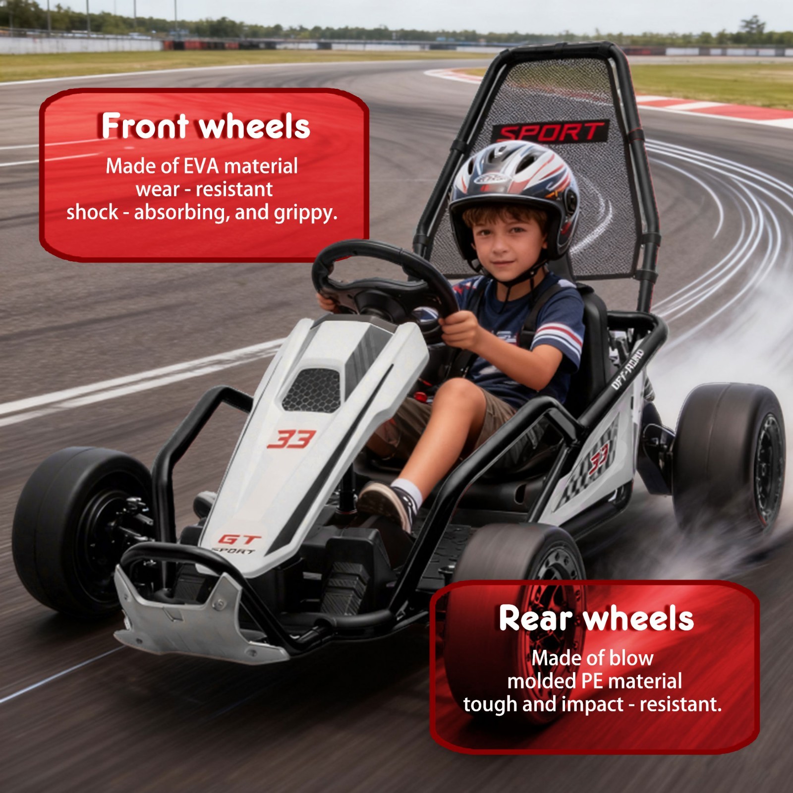 24V Kids Electric Go Kart 7AH Electric Drift Kart Car for Age 6+,400W Motor,Blac