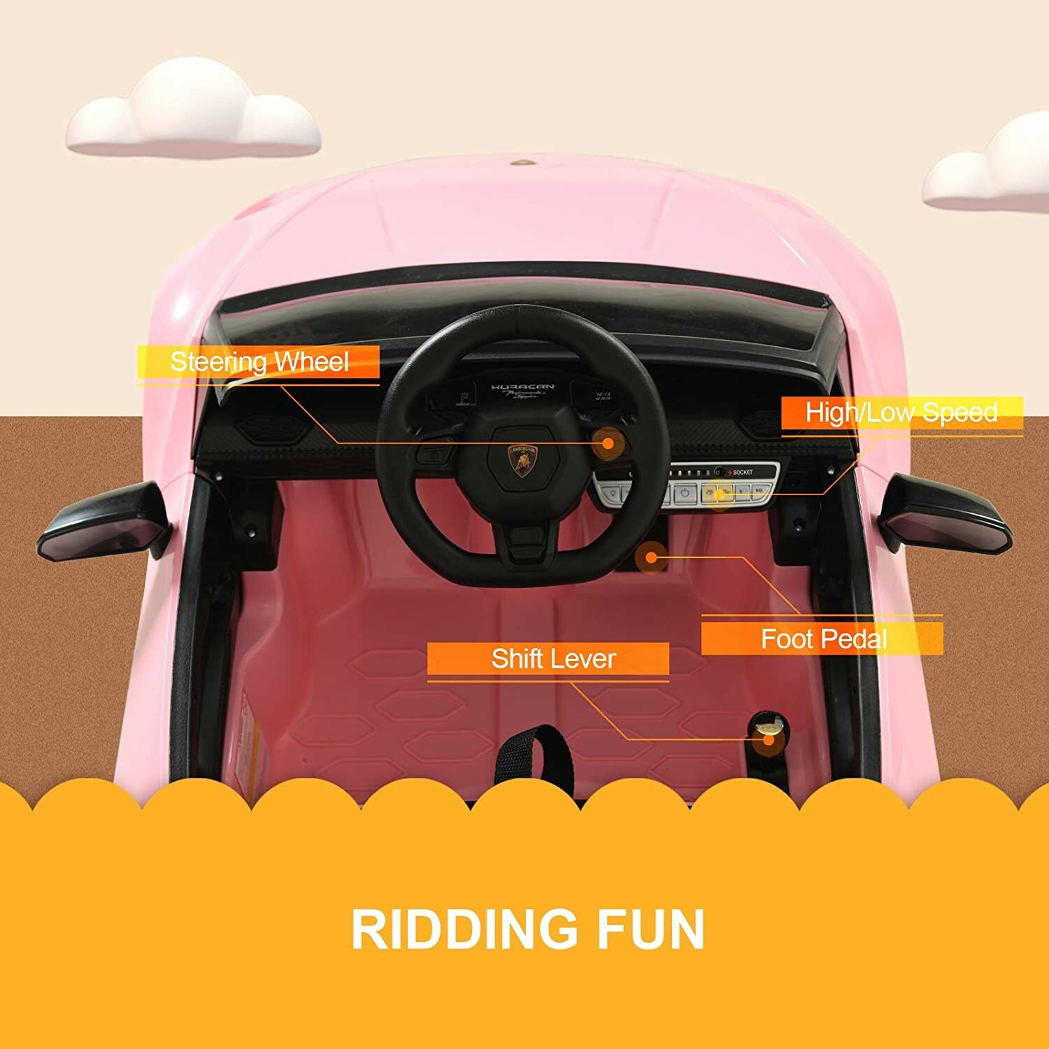 Uenjoy 12V Kids Electric Ride On Car Lamborghini Huracán: Shipping Available