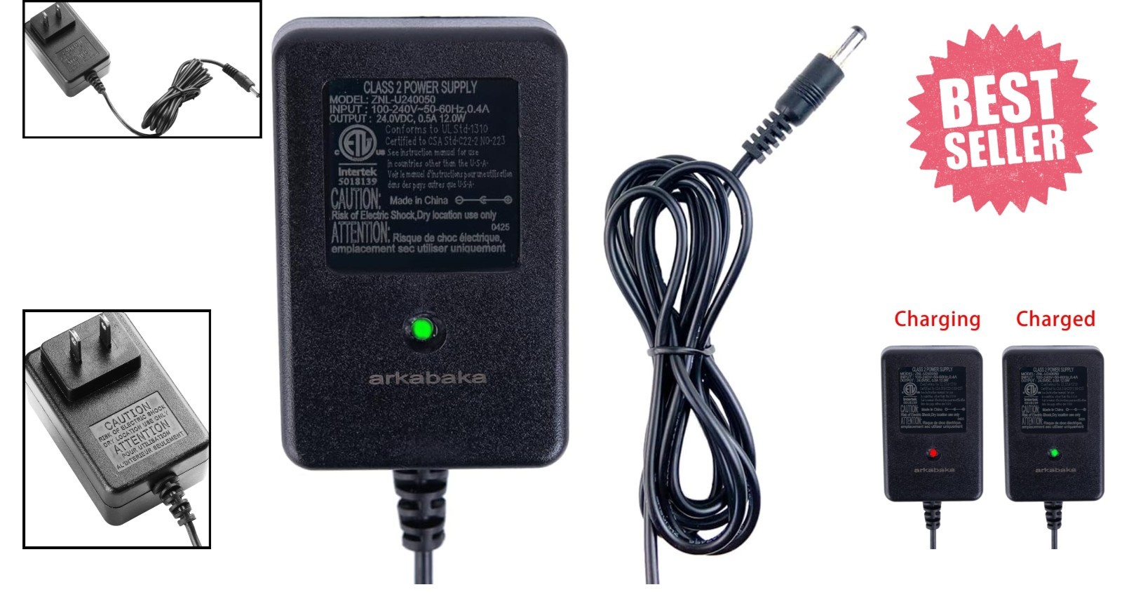 Efficient 24V Charger for Ride-On Toys – Compatible with Lead-Acid Batteries