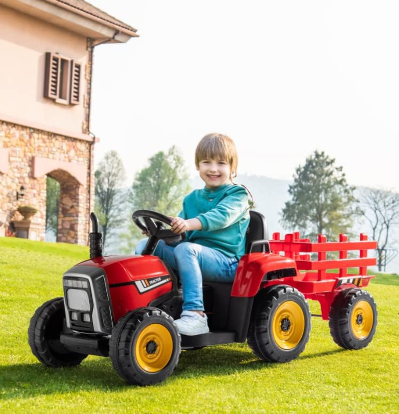 Ride on Tractor with Remote Control, 25W Motors Electric Tractor with Trailer fo