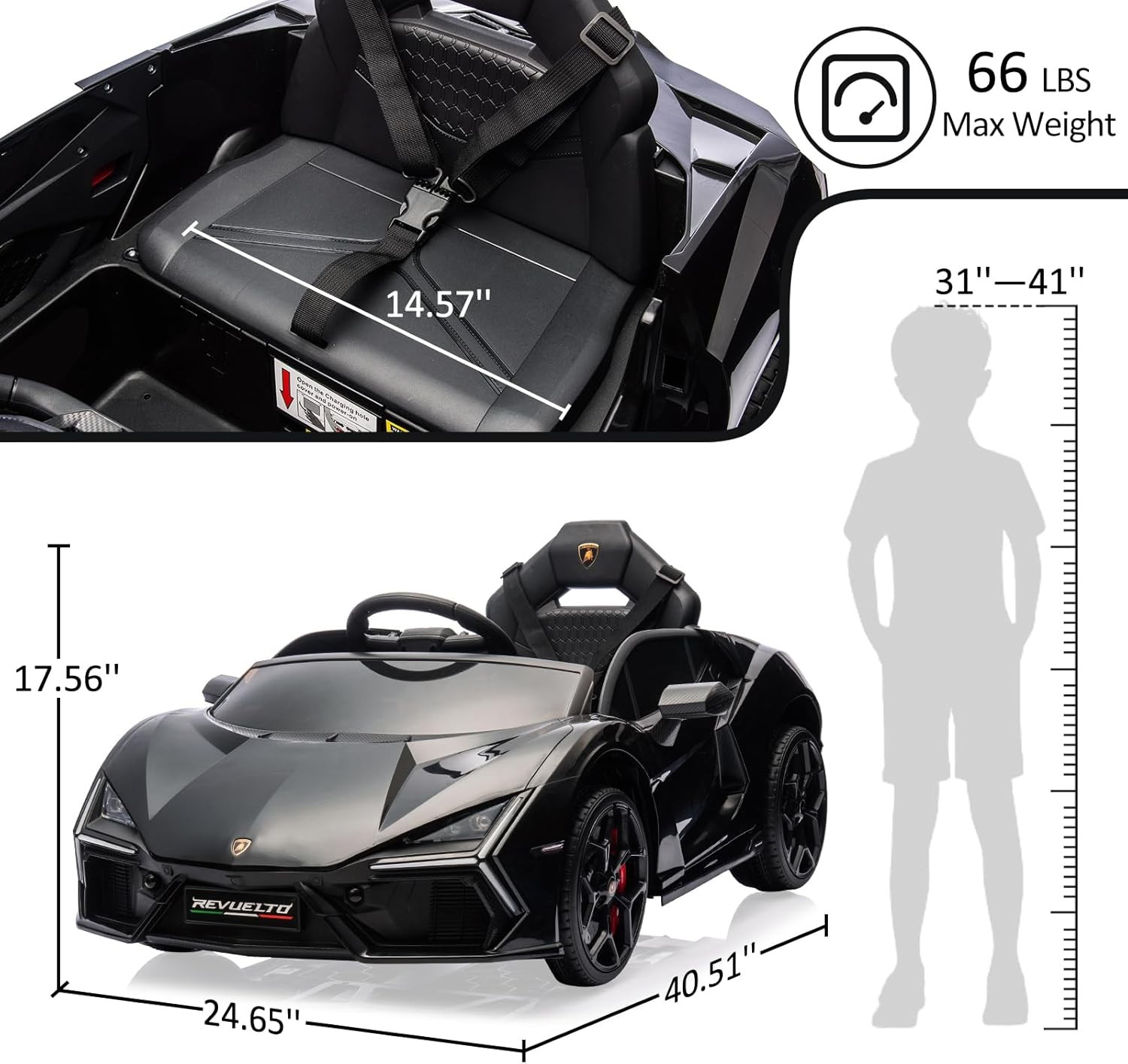 Kids 12V Battery Electric Ride On Car Toy with Remote Control LED Light