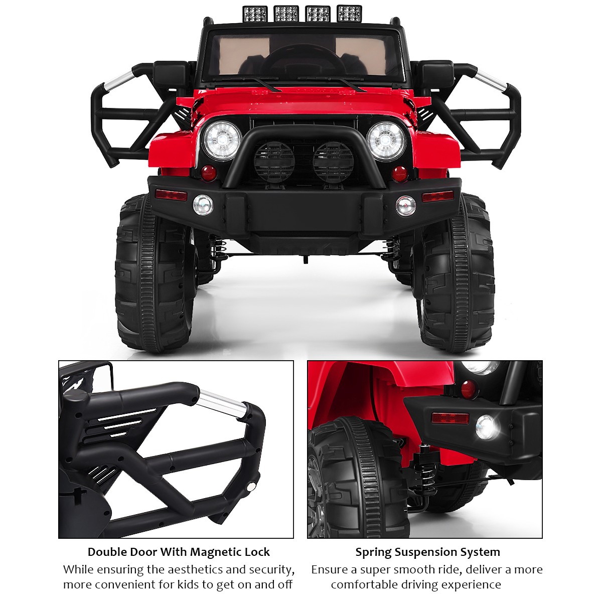 Costway 12V Kids Ride On Truck Car w/ Remote MP3 Music LED Light Red