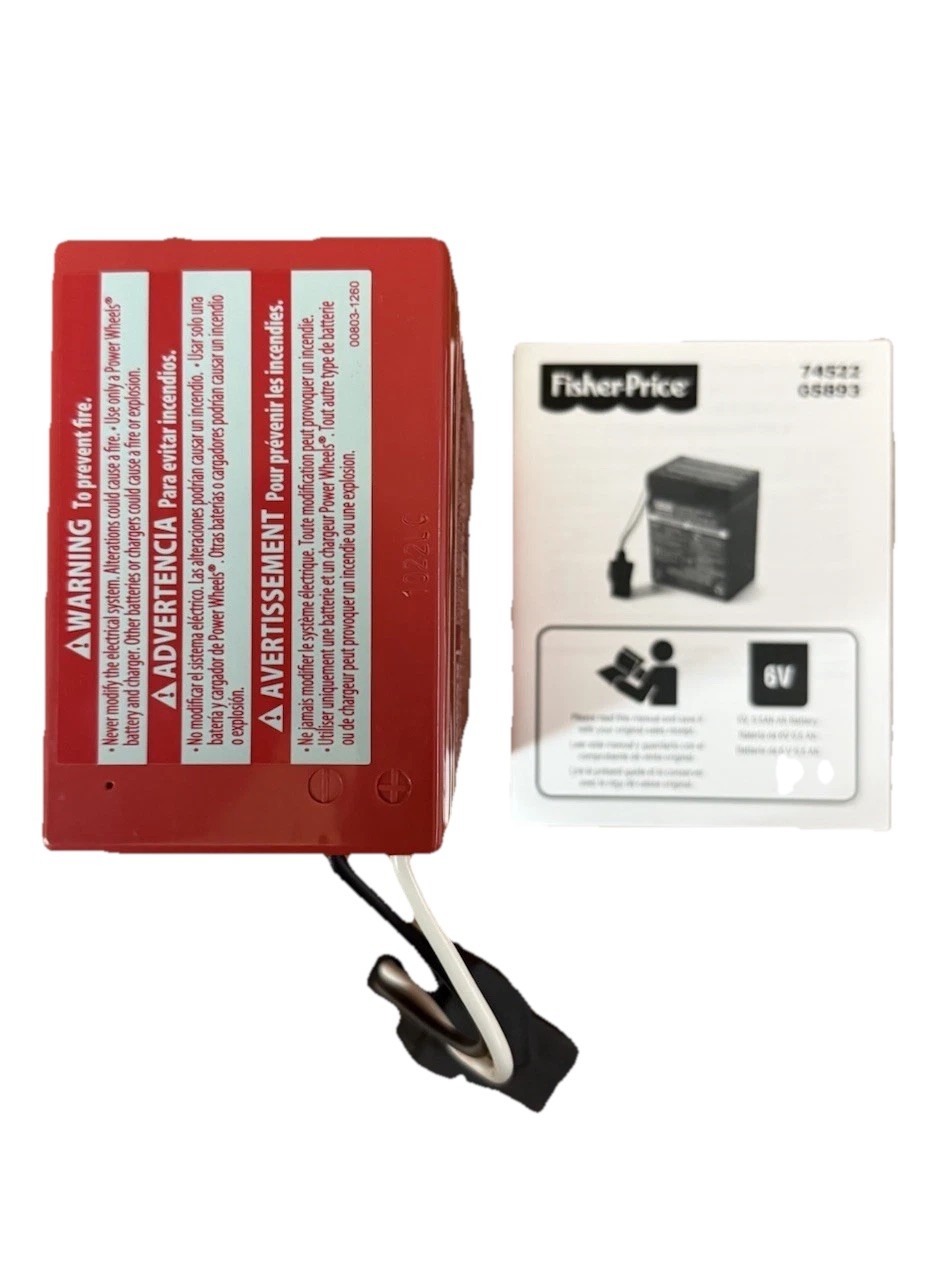 Genuine Power Wheels 6-volt Red Battery