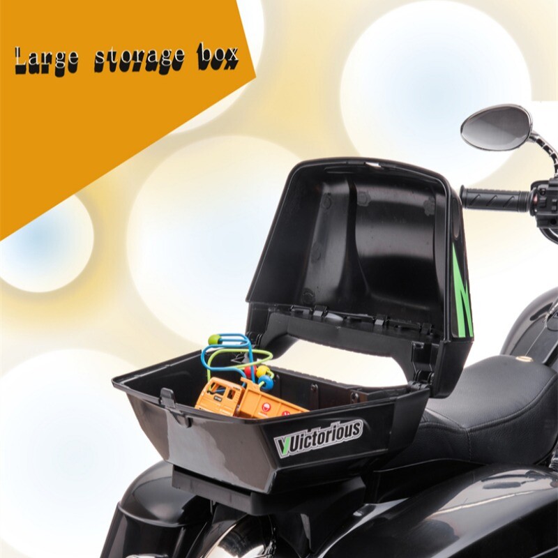 12V Kid Motorcycle Ride On Toy Key Start 3-Wheel 2-Seat Motorbike for 3-6 Black