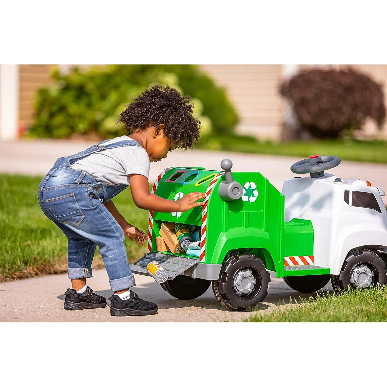 Toddler Recycling Truck 6V Battery-Powered Vehicle w/ Sound Effects, Ages 1.5+