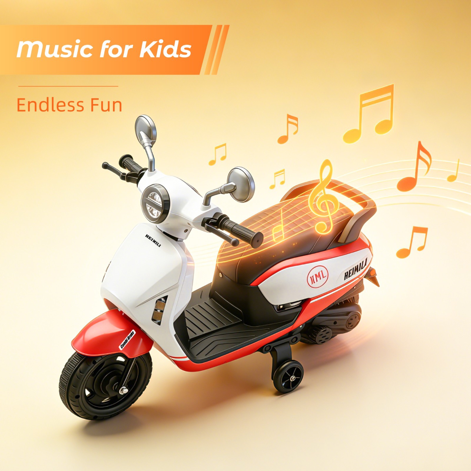 Red 6V Kids Electric Motorcycle ride on Motorbike Age for 1-4 w/ Training Wheels