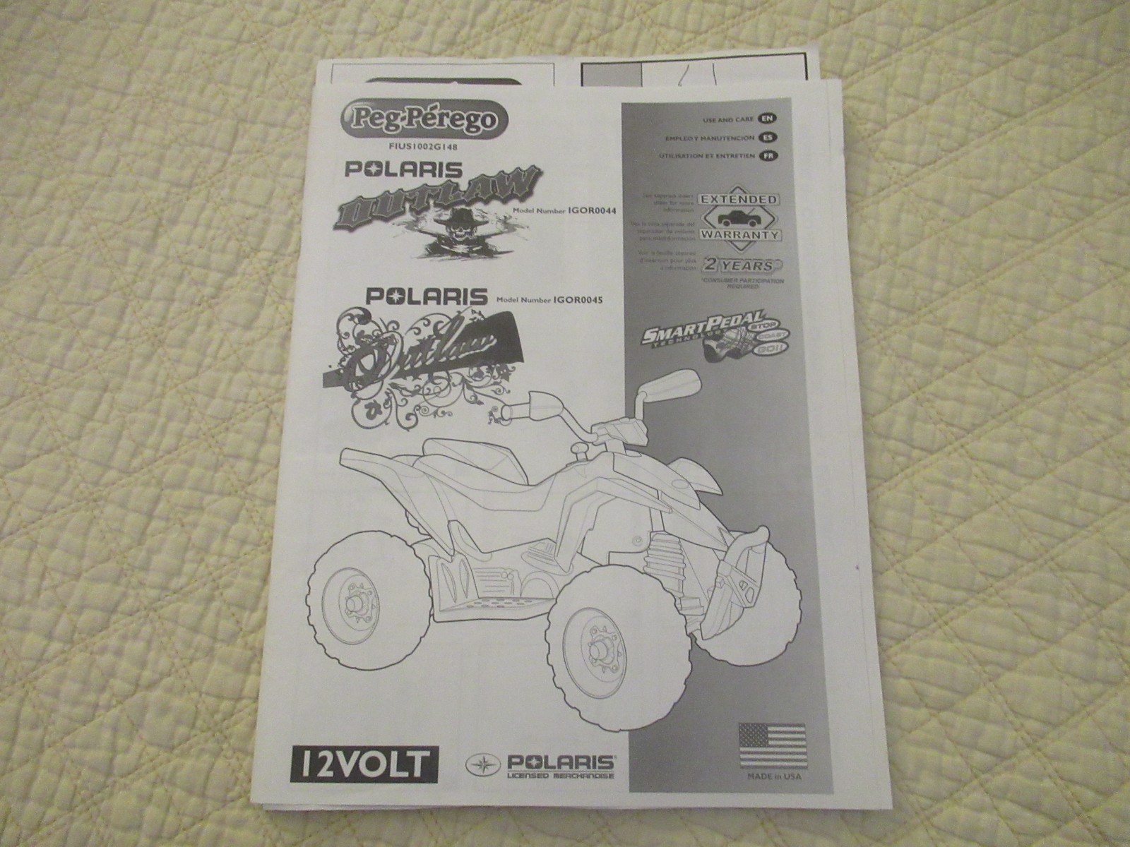 Peg-Perego Polaris Outlaw 12-Volt Manual (Model Numbers IGOR0045 & IGOR0044)