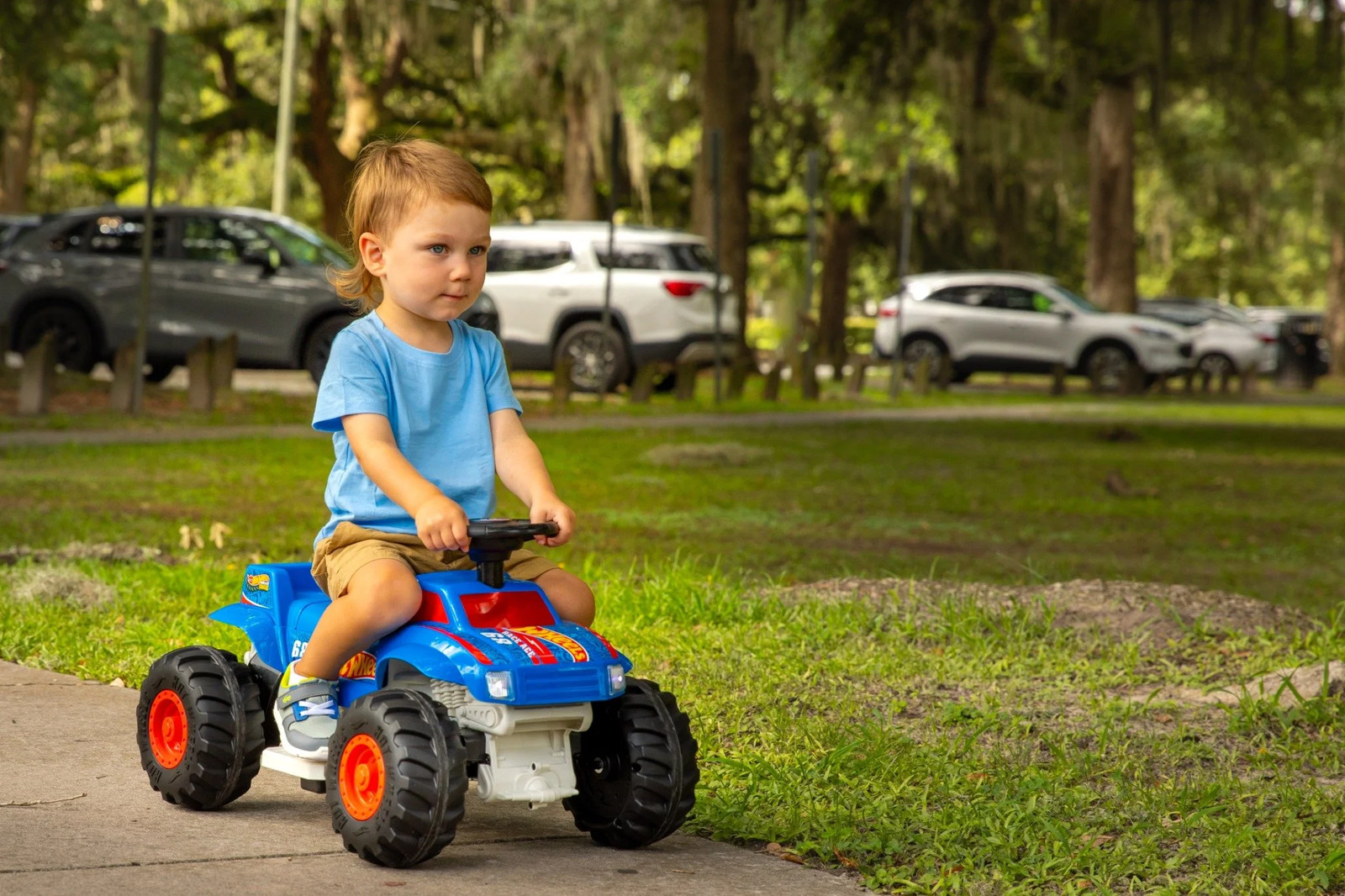 6V Monster Truck Ride-On for Toddlers Blue/Red Electric Ages 1.5-3 Years Max Spe
