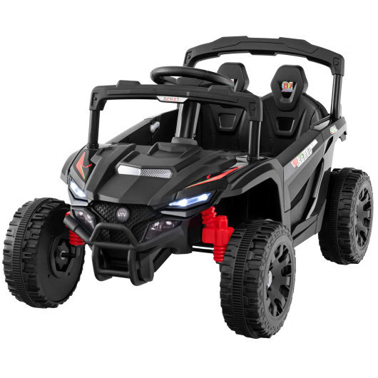 12V Kids Ride On Car UTV Electric Vehicle with LED Lights Music and Horn-Black
