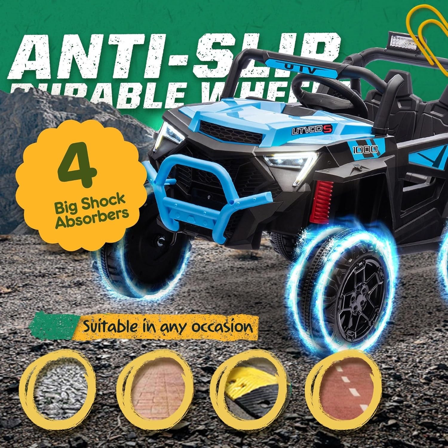 24V Kids Ride On UTV 2 Seaters Electric Car Toy 4 Wheeler Off-Road with Remote