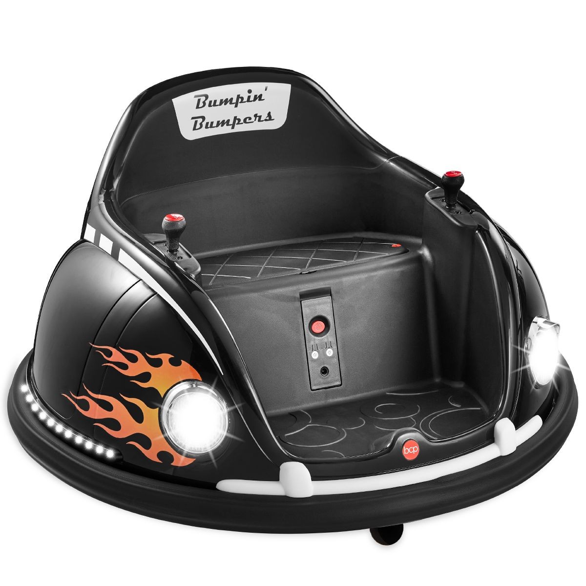 6V Kids Ride On Bumper Car Toy w/ Remote Control, Harness, Lights, 360*Spin, Blk
