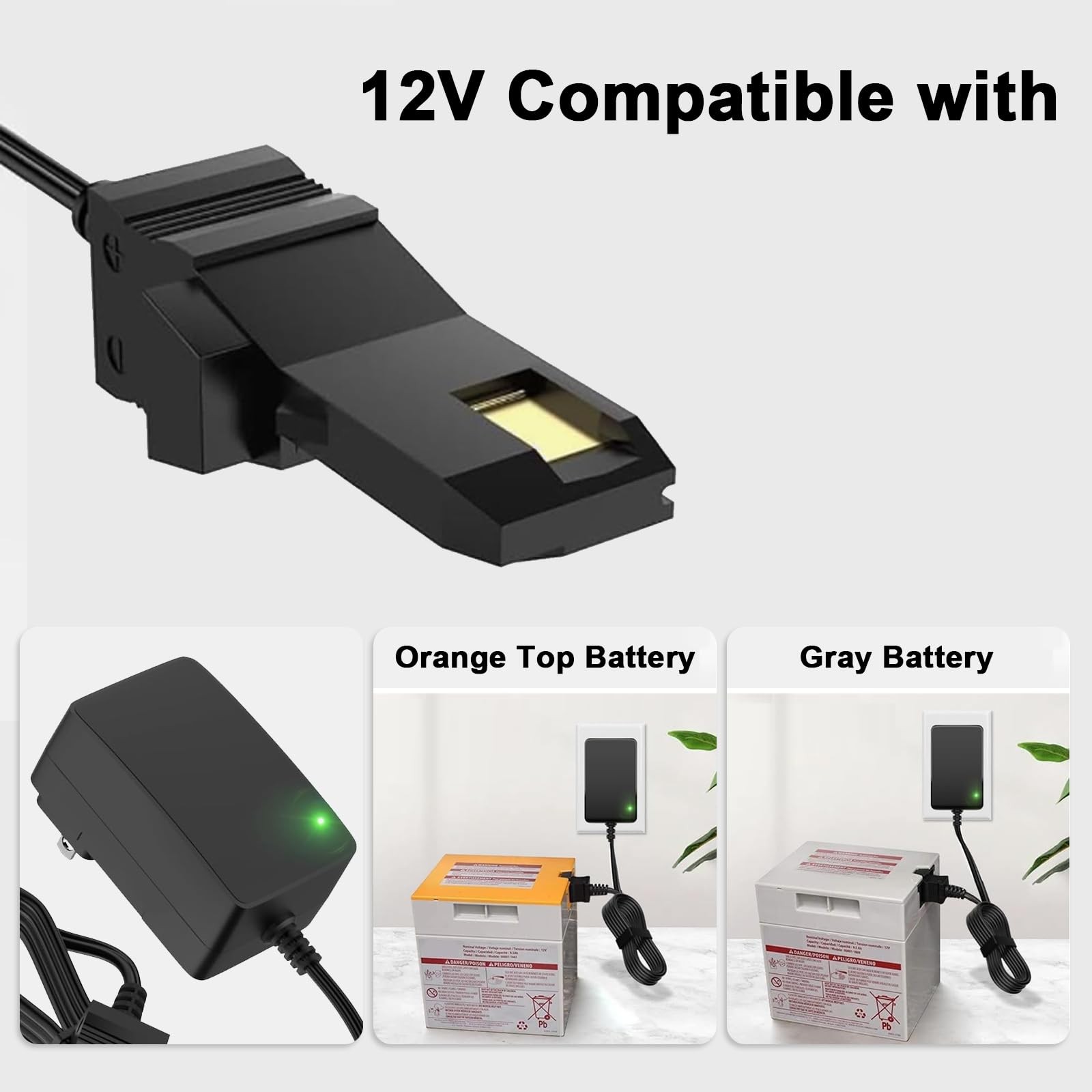 IBERLS 12V Charger Compatible with Power Wheels, Replacement 12 Volt Black