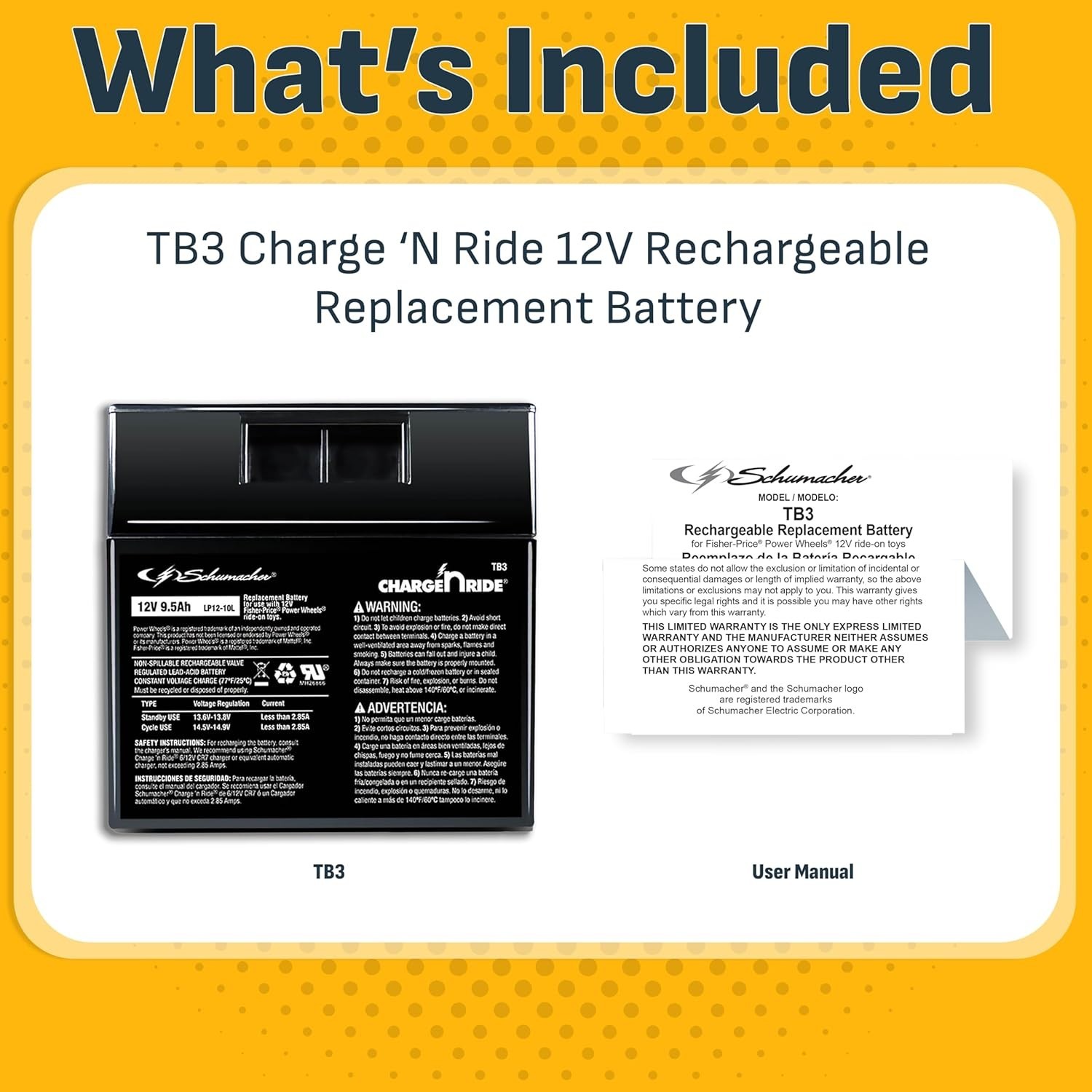 12V Rechargeable Lithium Ion Battery – 9.5Ah – Safe Replacement for Power Wheels