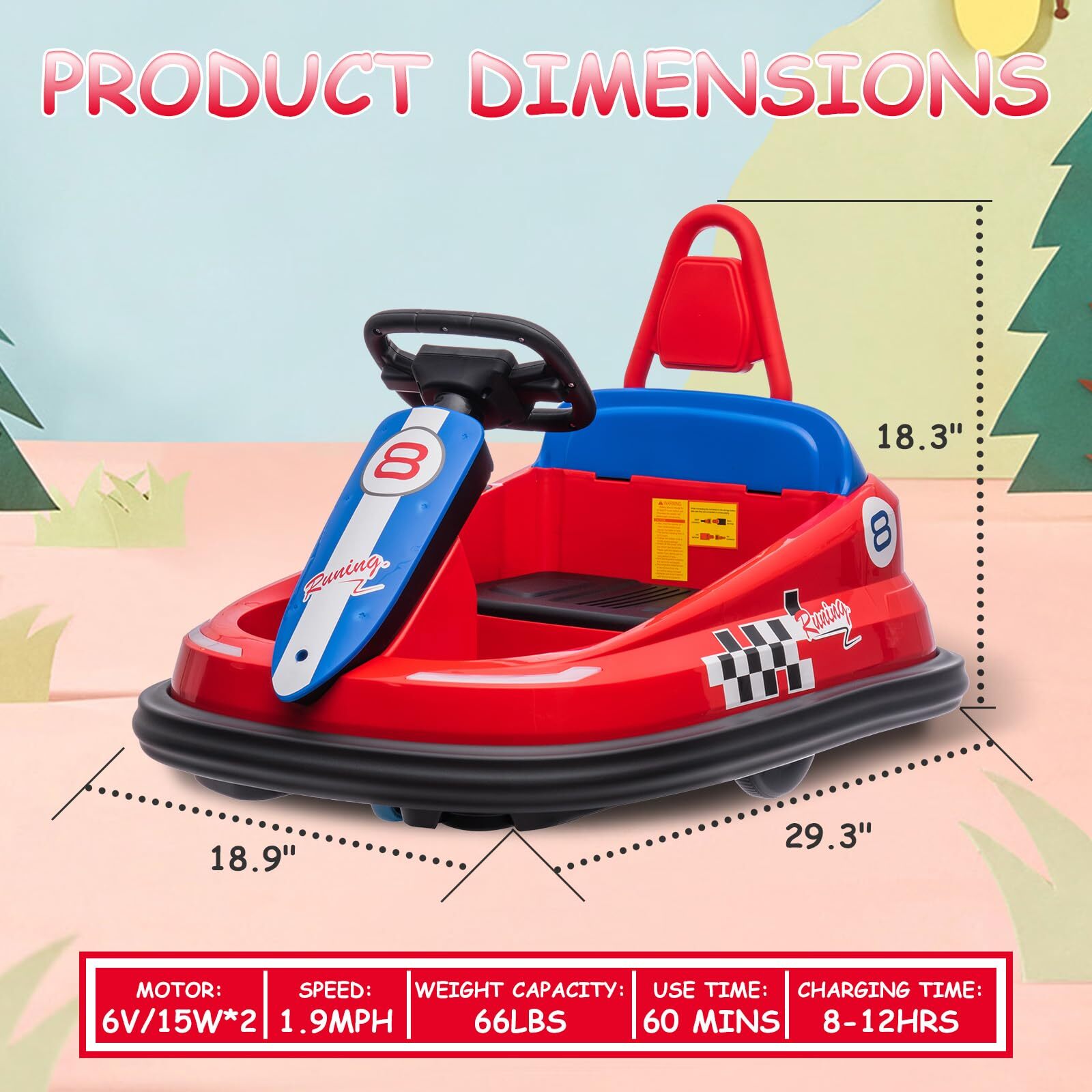 6V Ride On Bumper Car Electric Toy For Kids 360 Degree Spin and Music Bluetooth
