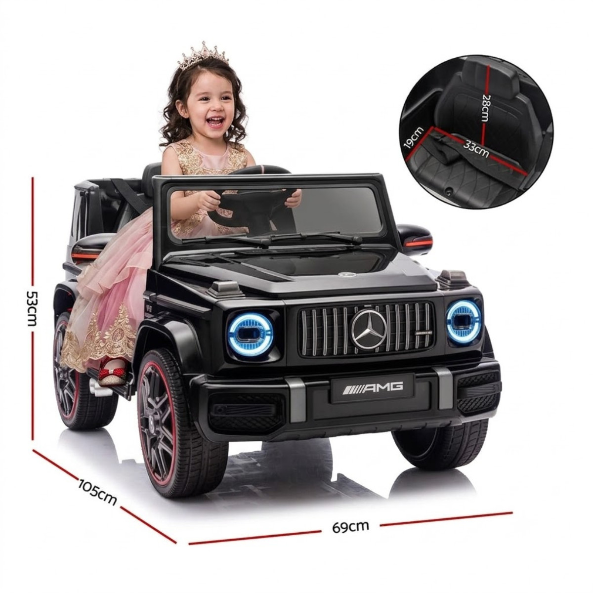 Black Mercedes Kids Electric Ride On SUV G63 Toy Car Remote Control 12V