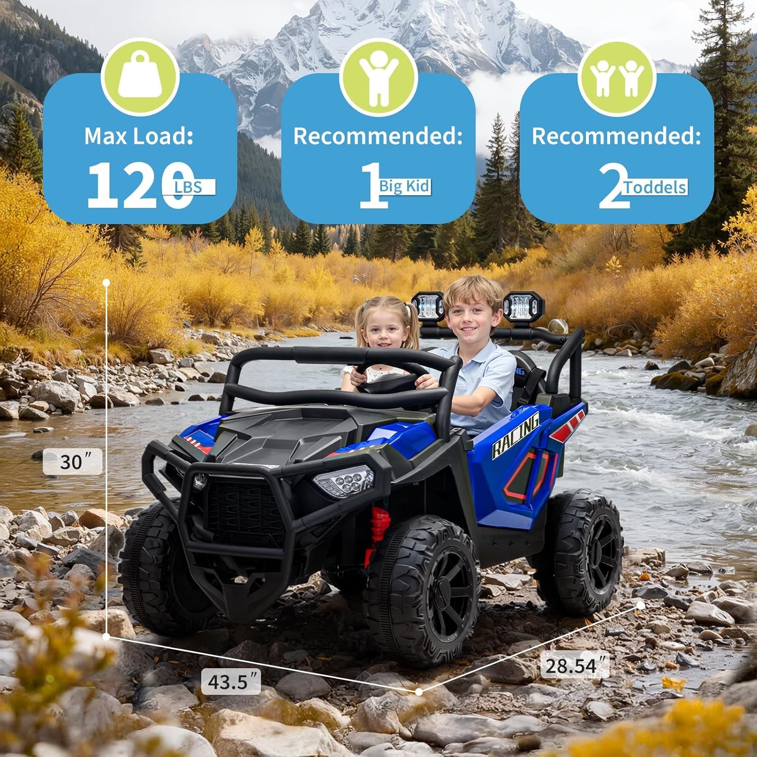 2 Seater Ride on Electric Car 24V Ride on Toys for Big Kids with Remote Control