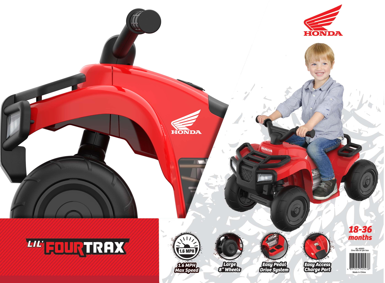 KIDS ELECTRIC RIDE ON Honda Quad Boys Girls ATV Toy Ages 1-5