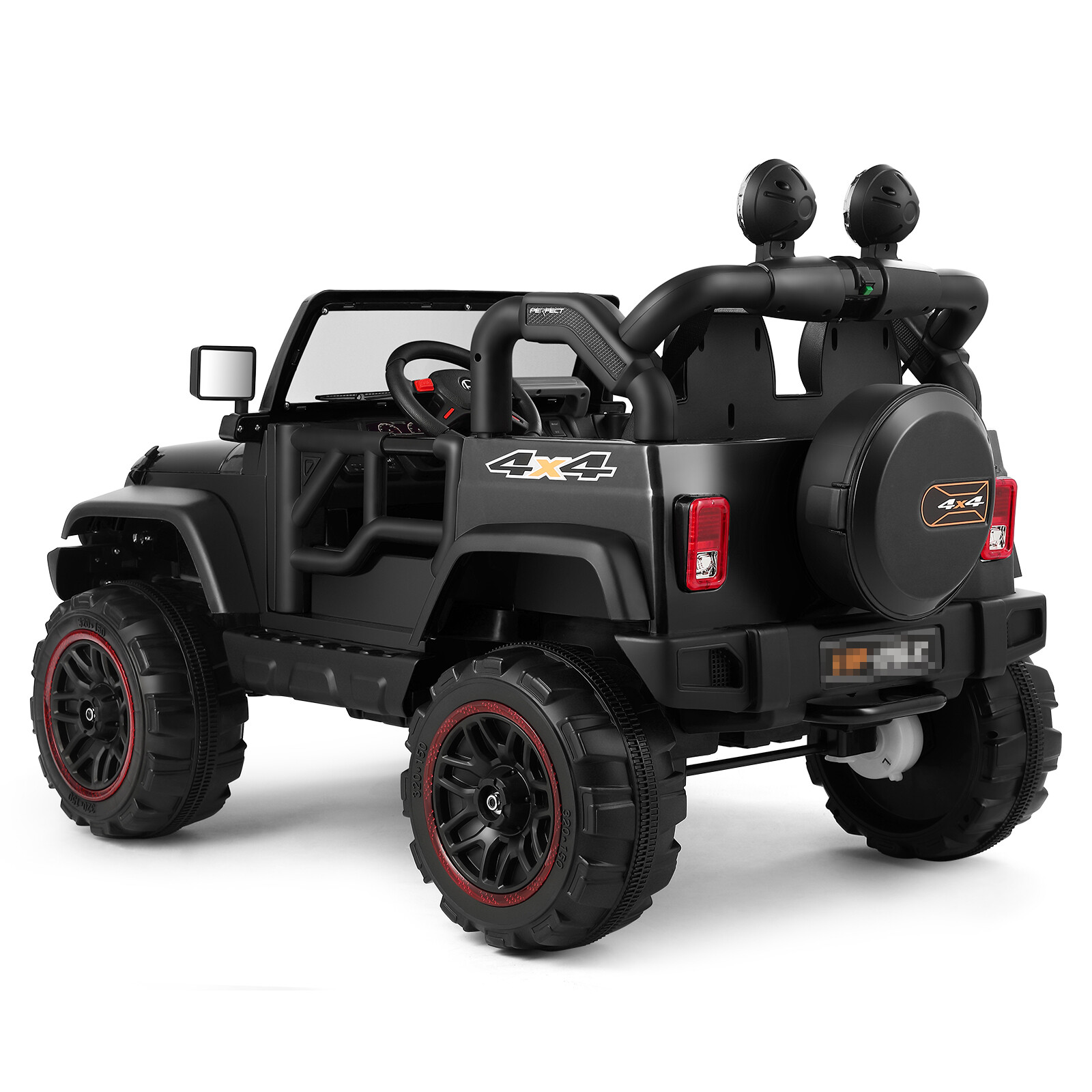 12V Battery 3 Speeds Kids Black Ride On Car Truck w/ RC+MP3+LED Light+USB+Cover
