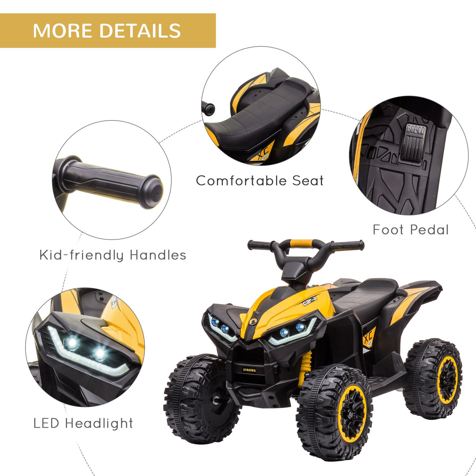 12V Kids Electric Ride-on ATV Treaded Tires Quad Car Dual Motors for Toddlers 3+