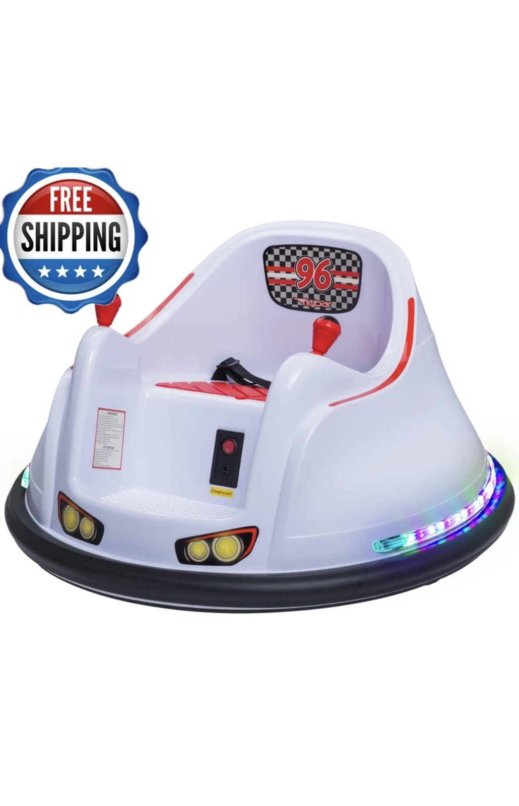 Flybar Funpark 6V Electric Bumper Car Ride-On For Toddlers Ages 1.54 Years Led