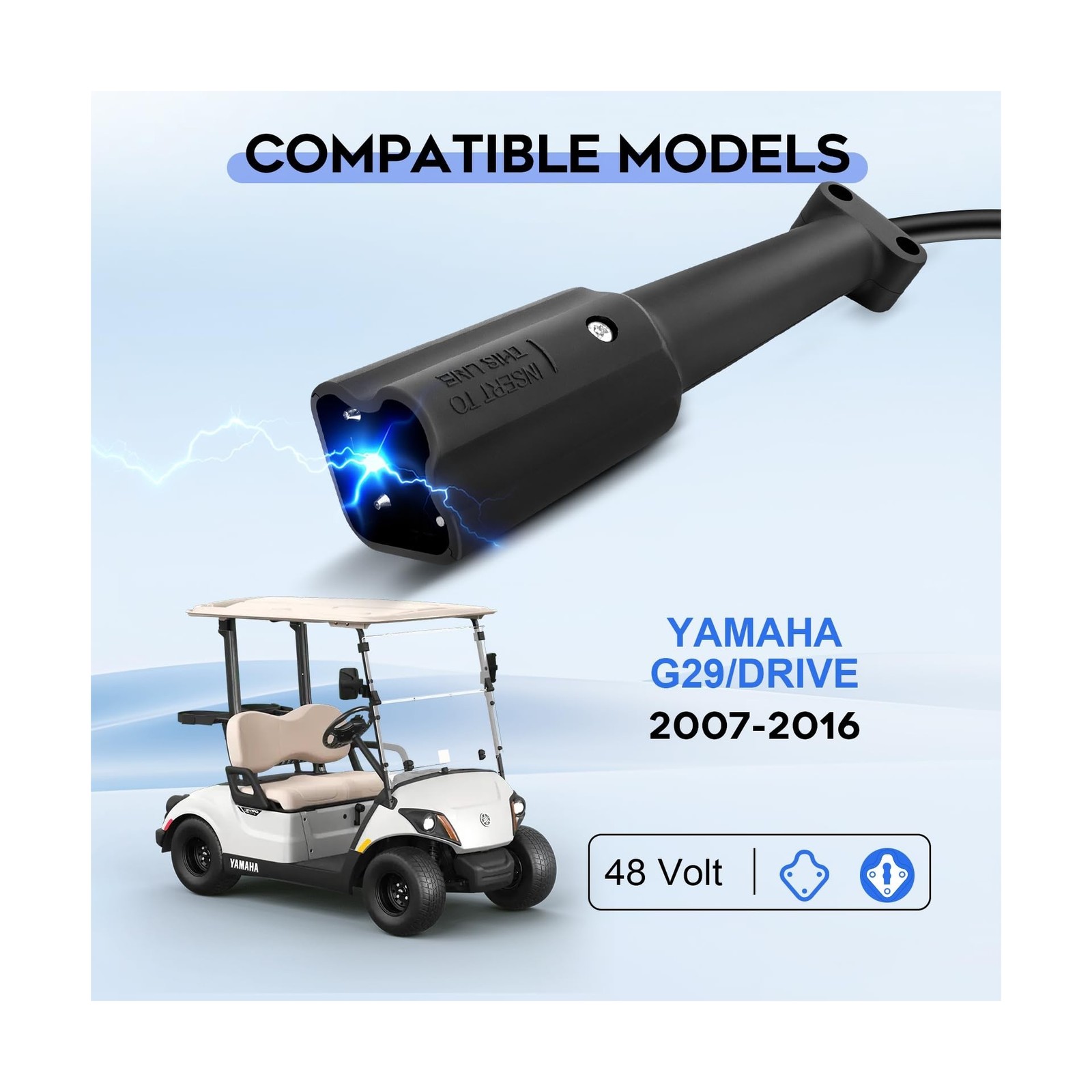 EPOWREY 15 Amp 48 Volt Golf Cart Battery Charger for Yamaha G29 with 3-Pin Le…