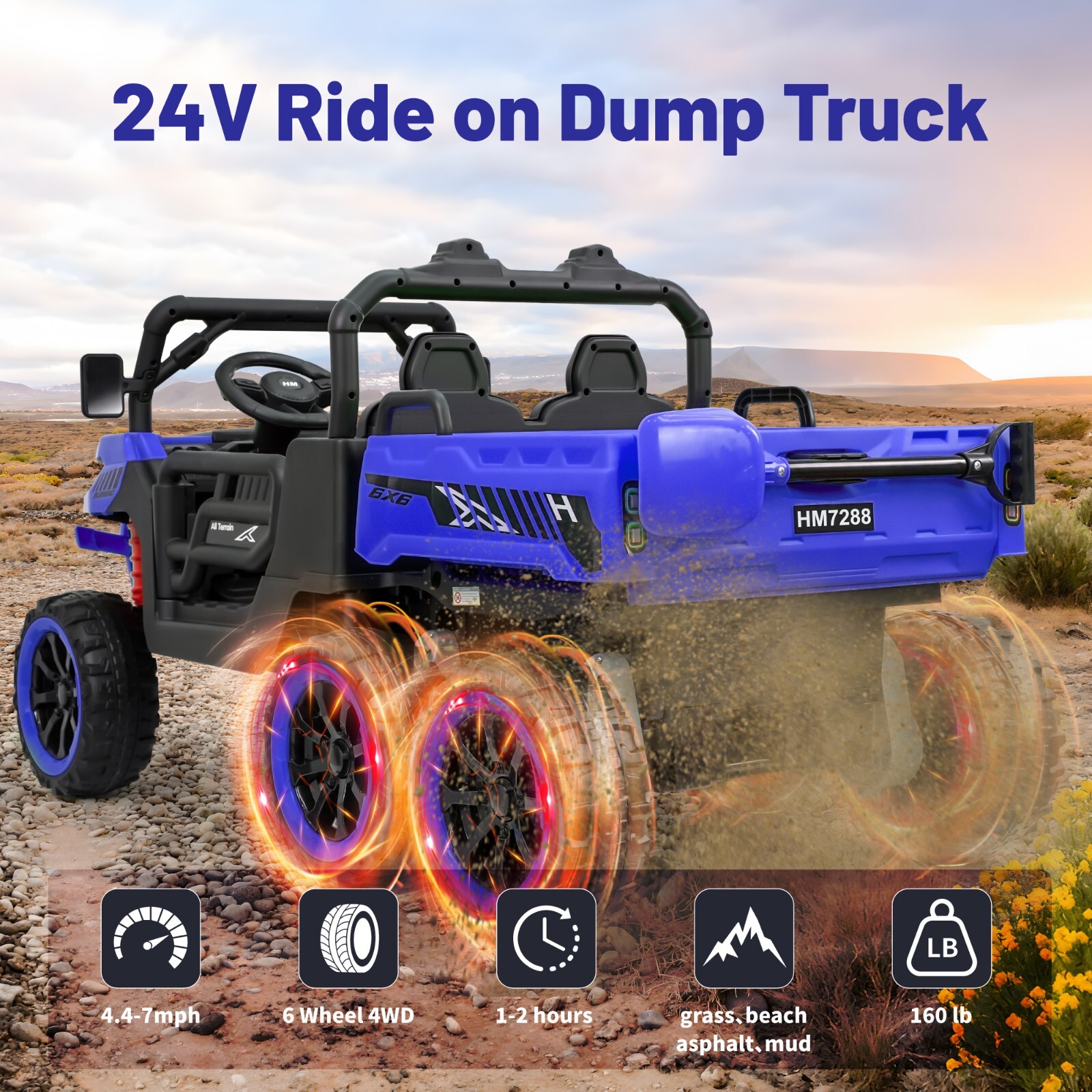 24V Kids Electric Car Ride on Dump Bed Truck Battery Power Wheels Toy w/Remote