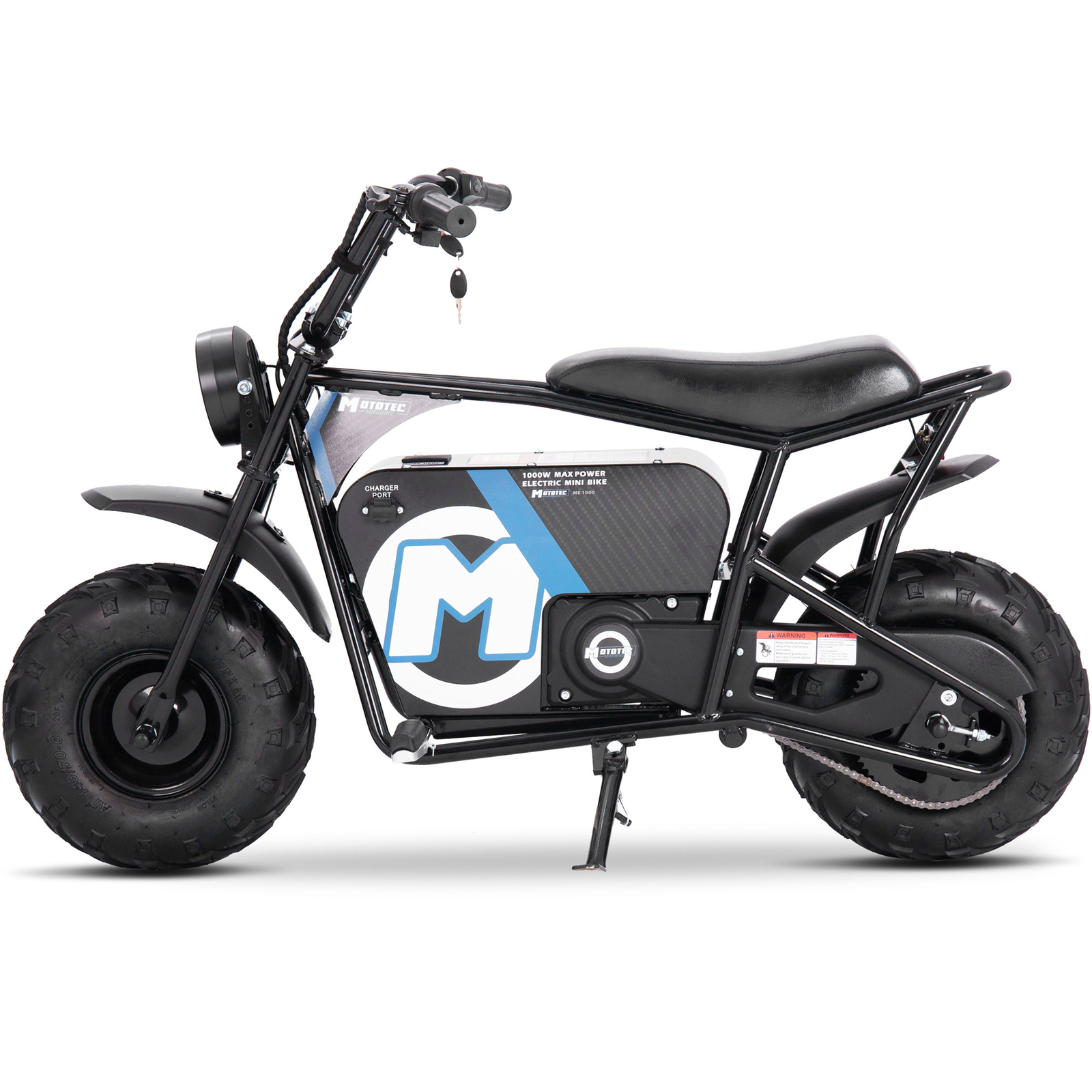 MotoTec 48V 1000W Electric Mini Bike Black Powerful Off-Road Ride