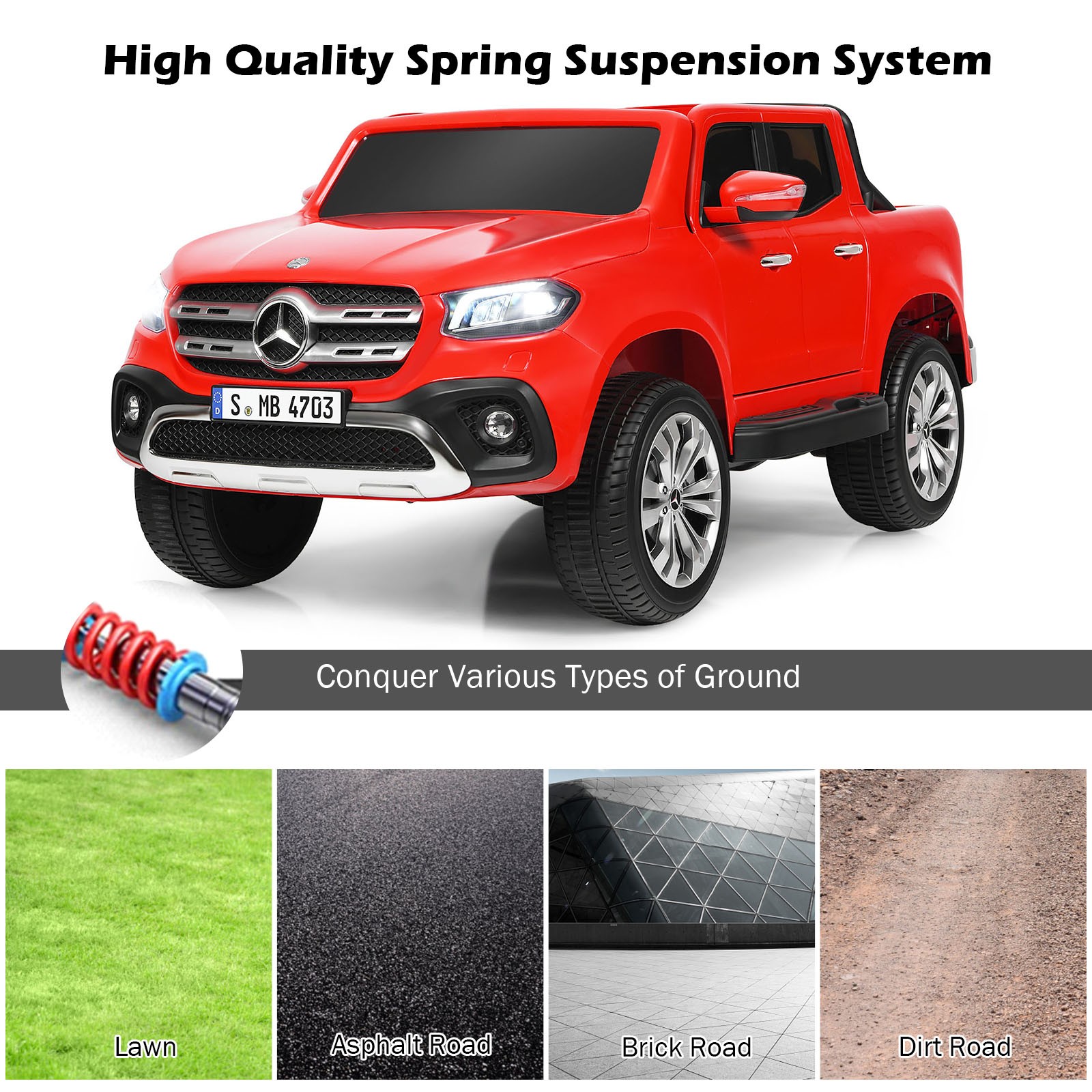 2-Seater 12V Kids Ride On Car Mercedes Benz Licensed X Class RC W/ Trunk Red