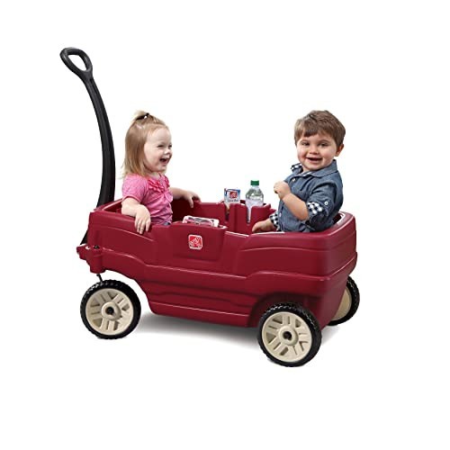 Kids Ride On Wagon, Durable Plastic Stroller Substitute, Seat Belts, Max 75 lbs,