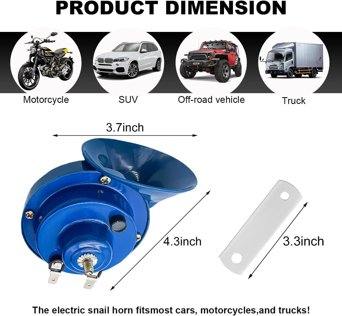 Super Loud Car Snail Horns 12V 300DB Durable Car Horn Kit High Low To…