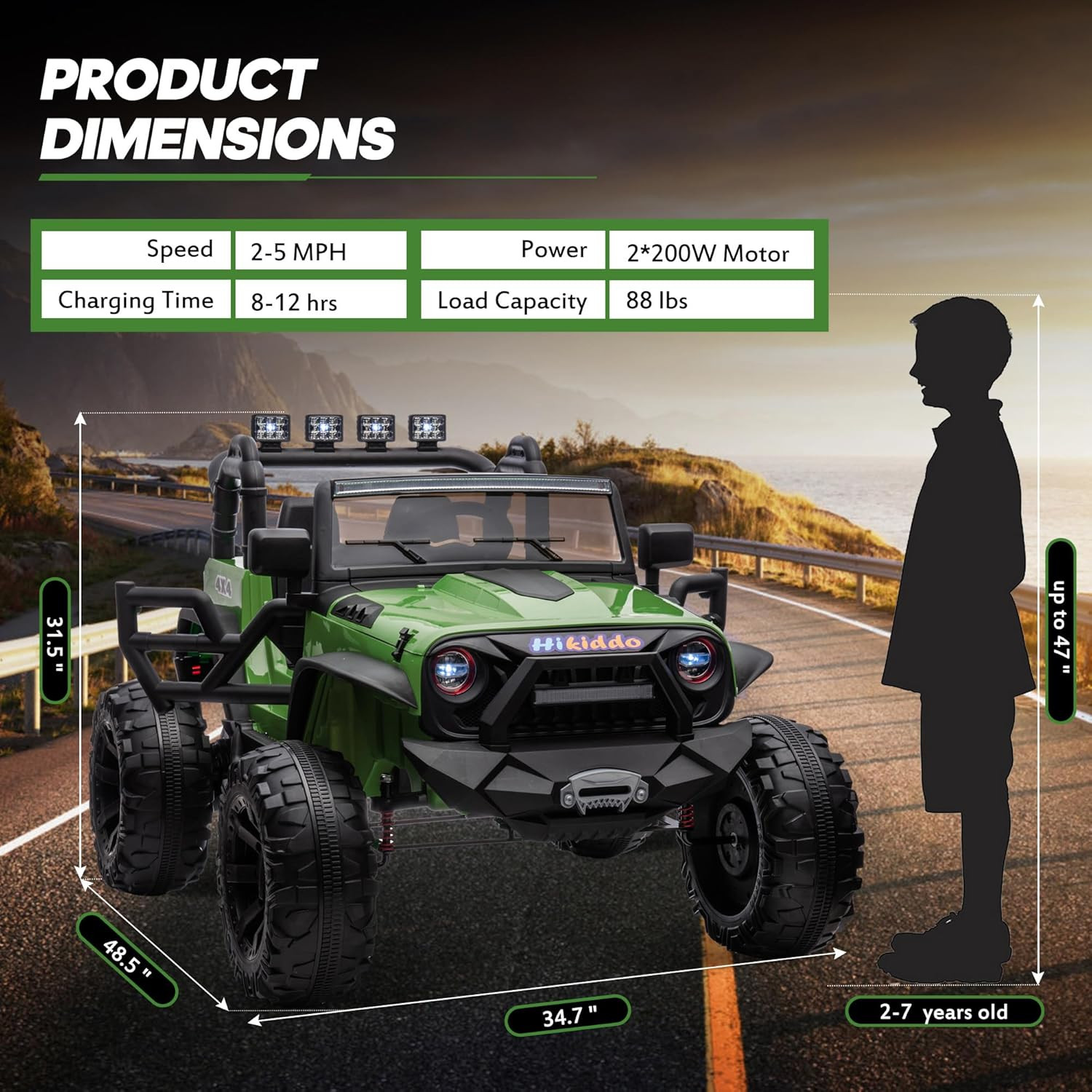 24V 9Ah Ride on Toy for Big Kids, 4X4 2 Seater Ride on Car Truck W/Remote Contro