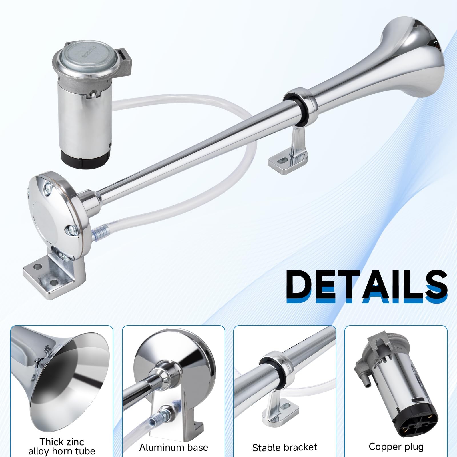 Loud Train Horn Kit for Truck,Super Loud 150DB 12V Car Horn,18 Inches Chrome …