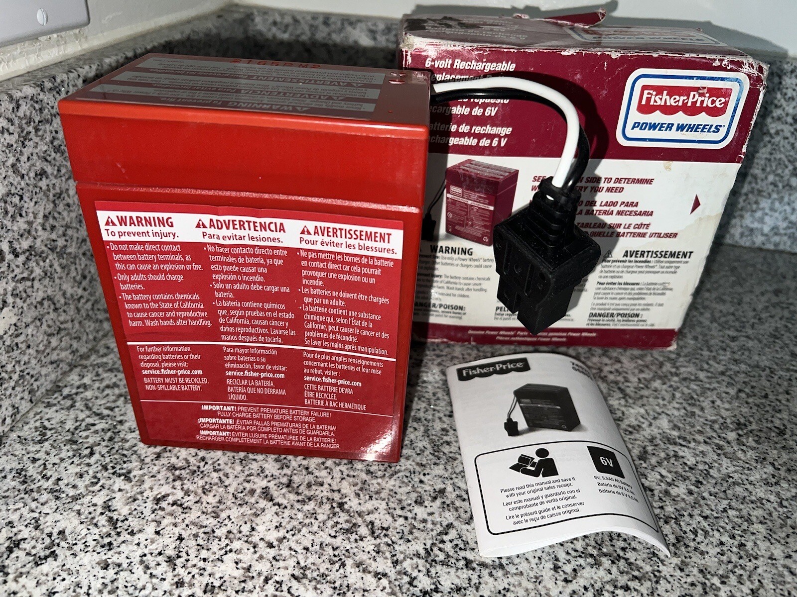 Fisher-Price Power Wheels 6-Volt Rechargeable Red Battery -NEW-