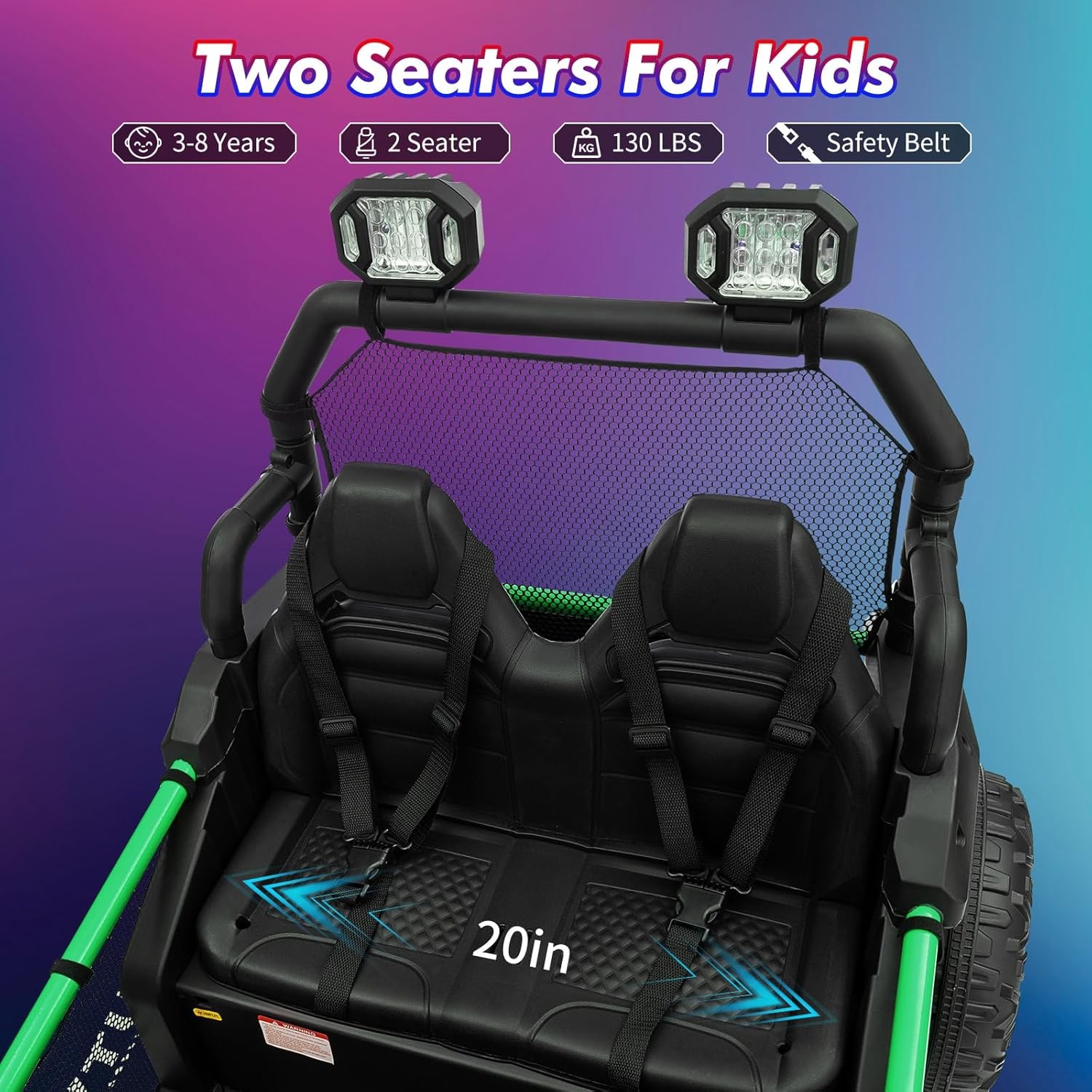 24V Power Wheel for Big Kids 3-8,2 Seater Electric Car,Ride on Car Toy for Grass