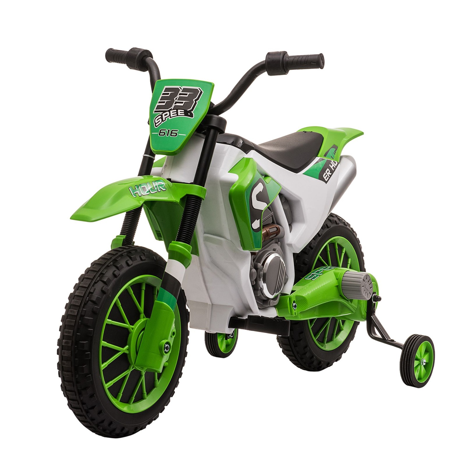 Dual Shock 12V Electric Kid Bike 42″L Comfort Seat Training Wheels