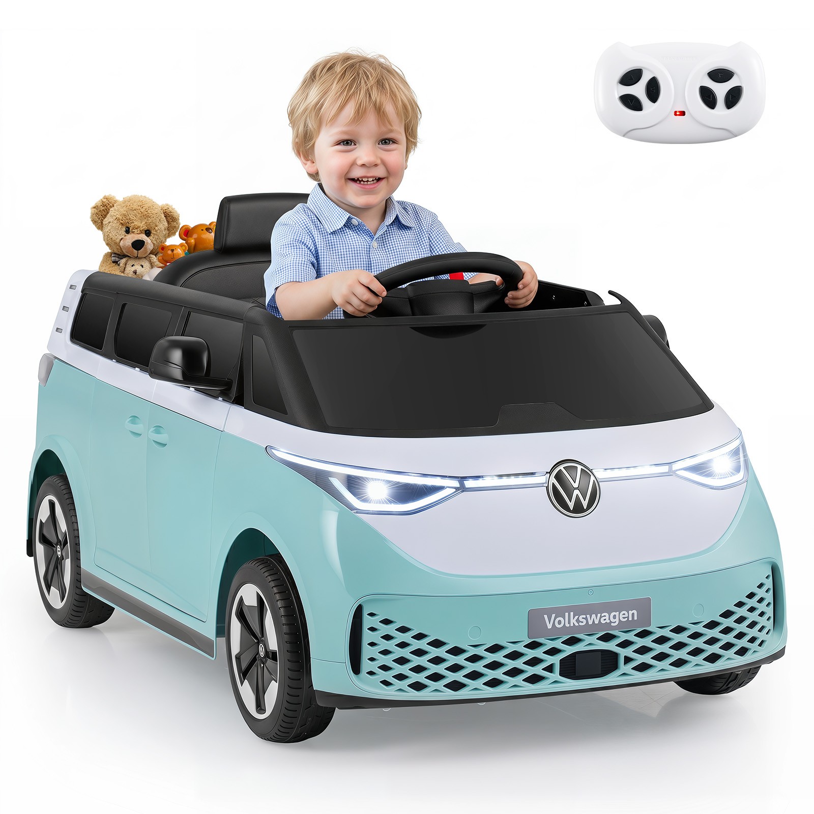 Licensed Volkswagen Ride on Car, 12V Kids Car Bus with Music, Story, Soft Start