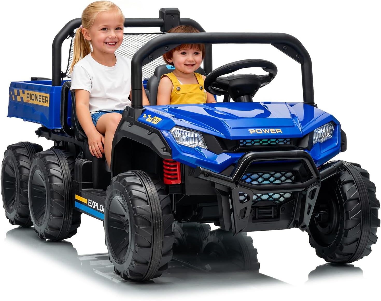 24V 4WD All-Terrain Kids Electric Ride-on Dump Truck 2-Seater with Remote Contro