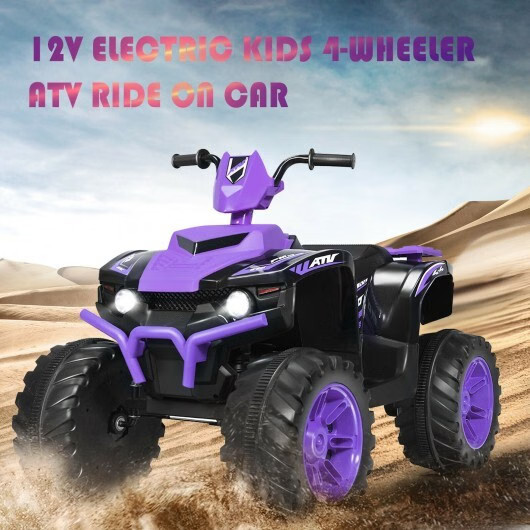 12V Kids Electric 4-Wheeler ATV Quad Ride On Car with LED Light-Purple – Color: