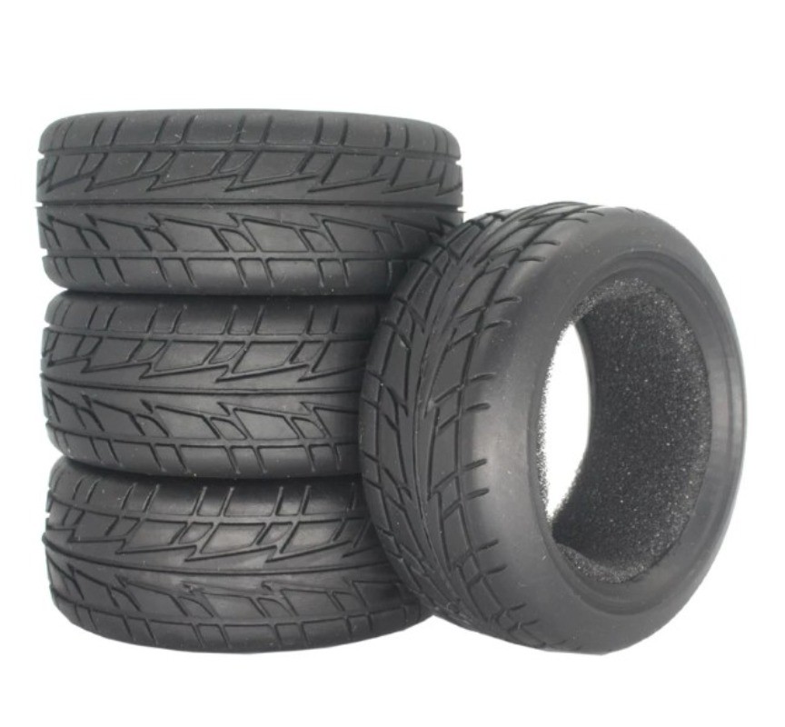 4PCS 26mm X-pattern Soft Rubber Tire for 1/10 Tamiya Wheel Rim On Road RC Car
