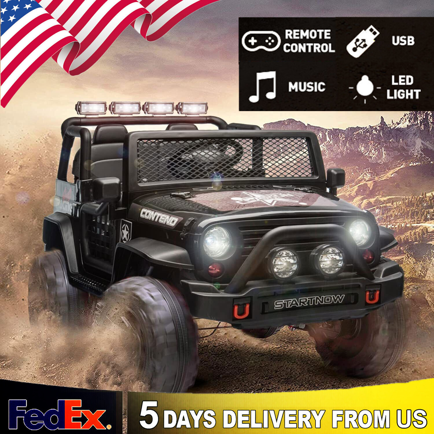Electric 12V Kids Ride on Car Toy Truck Off Road Jeep 2 Seater w/Remote Control