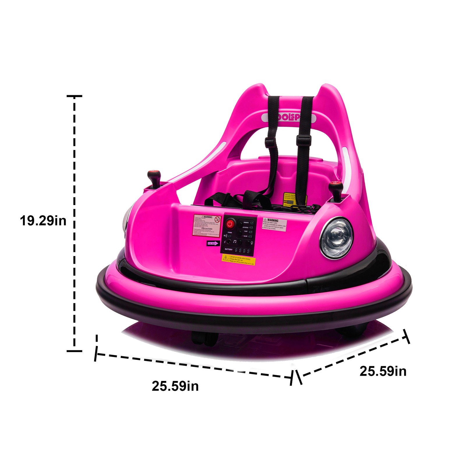 12V Ride on Bumper Car for Kids Electric Car for Kids 1.5-5 Years Old LED Pink