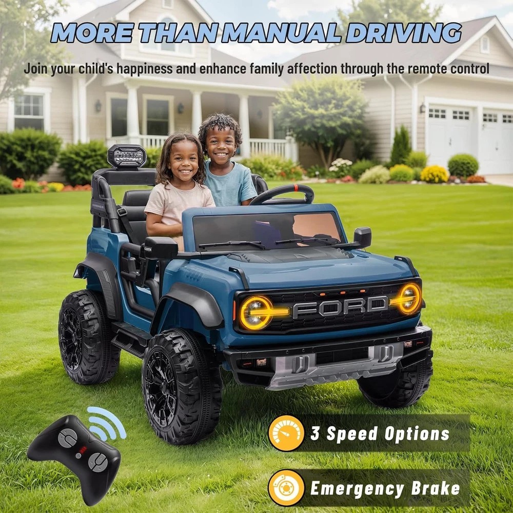 2 Seater Ride on Car for Kids, 24V Licensed Ford Bronco Raptor Electric Power Ri