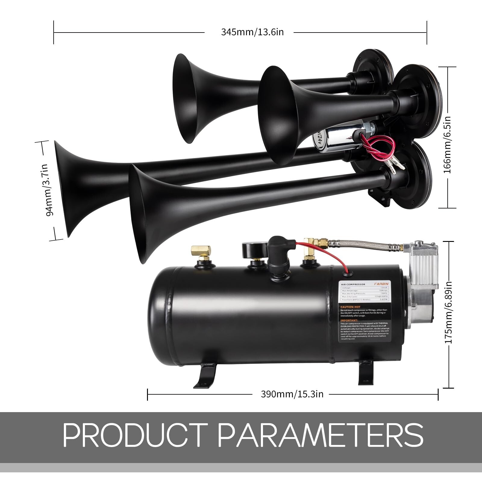180db Air horn with 0.8 gallon Air Compressor, Super loud train horn kit with…