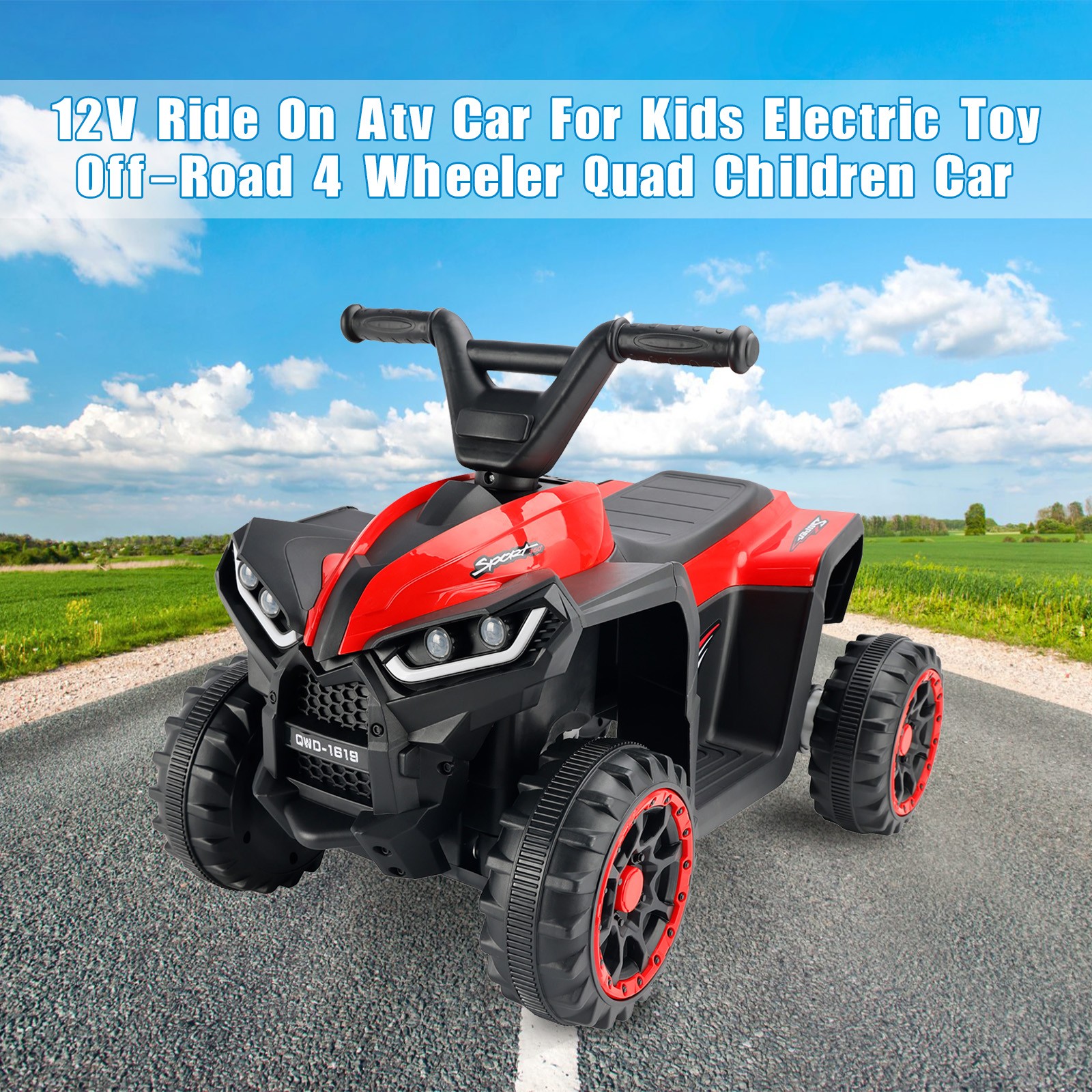 12V Ride On Atv Car For Kids Electric Toy Off-Road 4 Wheeler Quad Children Car #